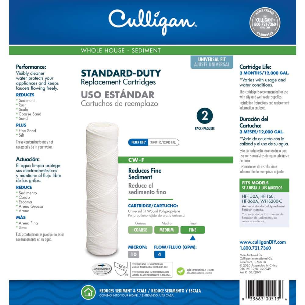 Culligan 10 Micron Polypropylene Whole House Water Filter Cartridge