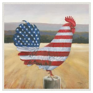 American Rooster by Wellington Studio 30-in. W x 30-in. H. Canvas Wall Art Print Framed in White