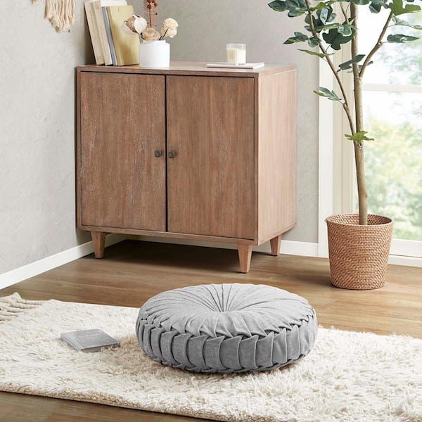 Unbranded Gray Polyester Round Pouf Meditation Floor Pillow Cushion, Large Pillows Seating Cushion for Yoga Living Room Sitting