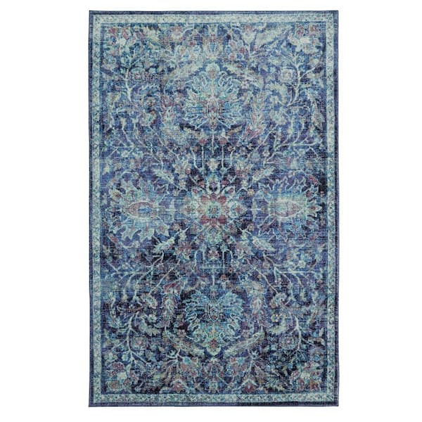 Mohawk Home Elizabeth Medium Blue 6 ft. x 9 ft. Distressed Area Rug