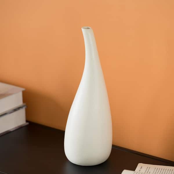 Modern Streamline Ceramic Vase White Porcelain Flower Vase Home Desktop Decor 