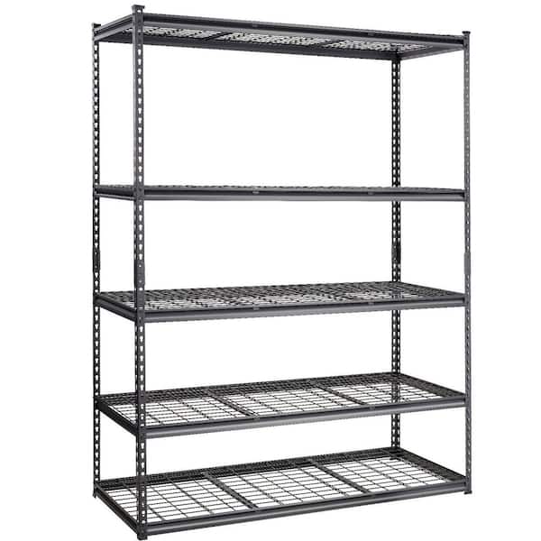 5 Tiers Metal Adjustable Household Shelving Unit, Garage Wire Rack in Black (60 in. W x 78 in. H x 24 in. D)