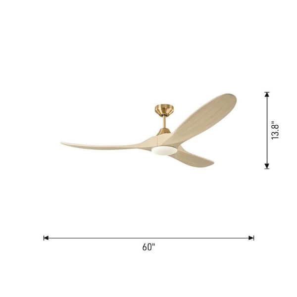 Generation Lighting - Fan Maverick Smart 60 in. Midnight Black Modern Downrod Mount Standard Ceiling Fan with Light Kit and Remote