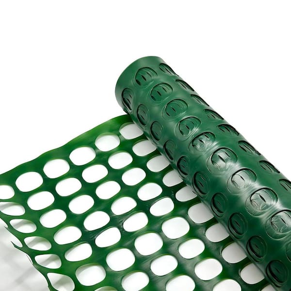 Plastic Mesh Fencing Netting Roll 4 ft. x 100 ft. with Zip Ties Temporary Reusable Green for Garden Animal Barrier