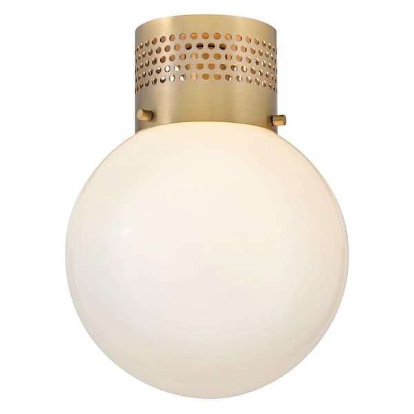 Taj 9.75 In. 1 Light Lacquered Brass Flush Mount