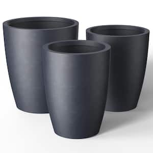 14in., 17in., 20in. Dia Granite Gray Extra Large Tall Round Concrete Plant Pot / Planter for Indoor & Outdoor Set of 3