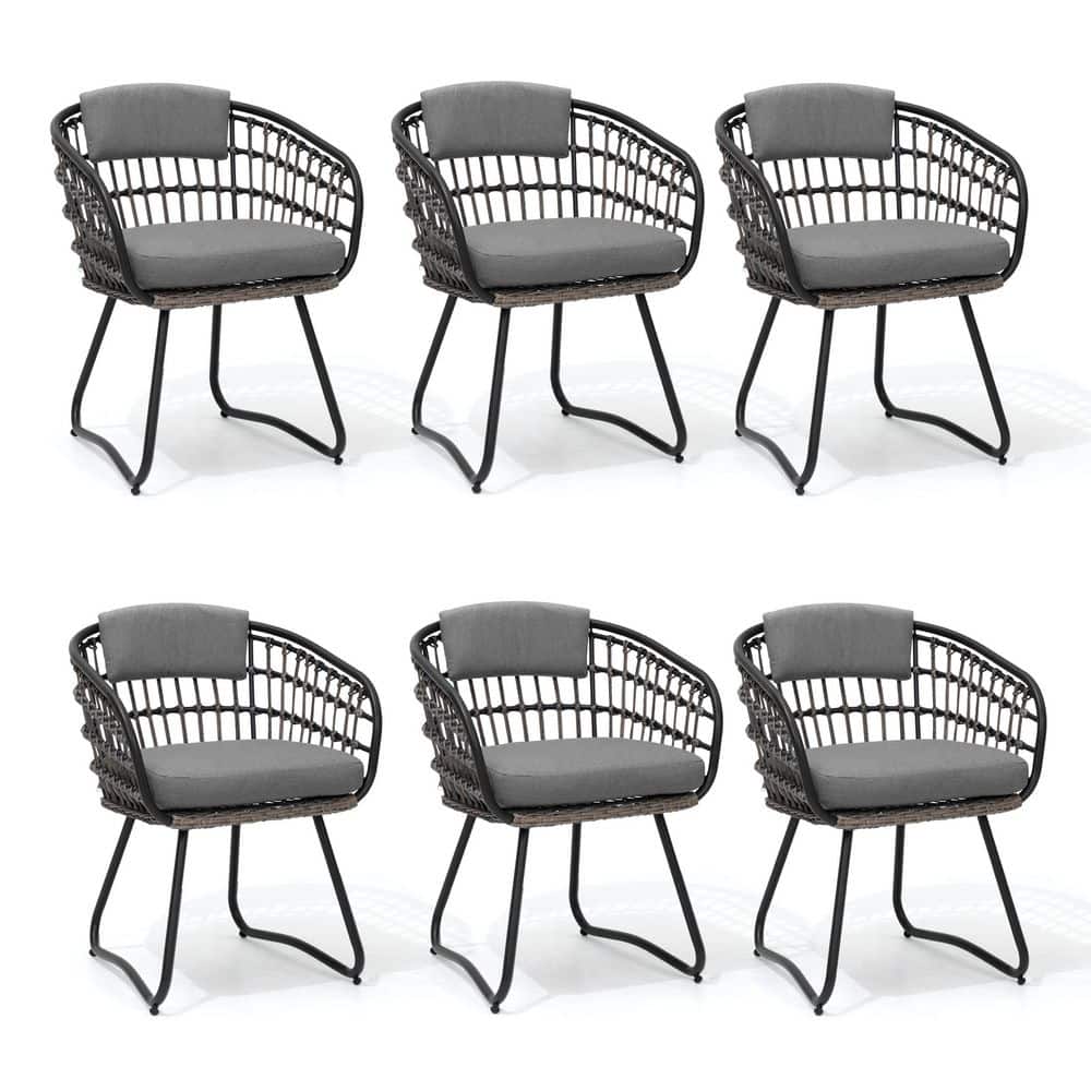 Pellebant Outdoor Patio Wicker Dining Chairs PE Rattan Seating Set with ...