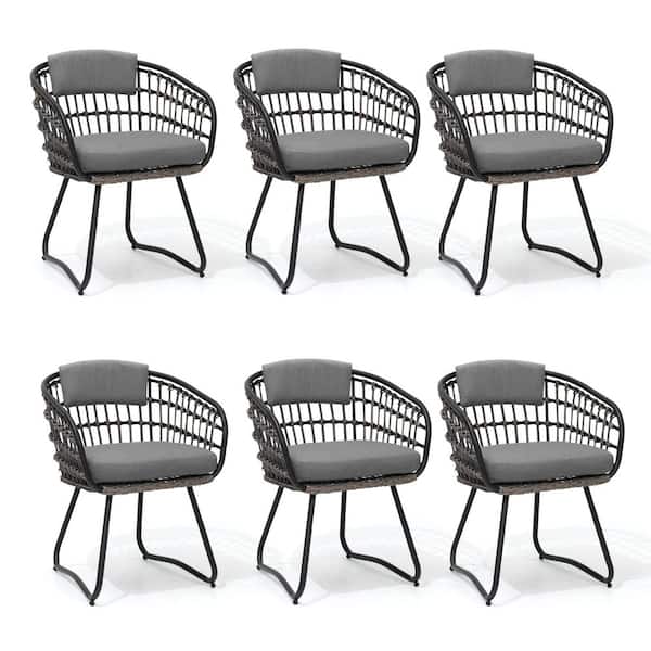 Pellebant Outdoor Patio Wicker Dining Chairs PE Rattan Seating Set with ...