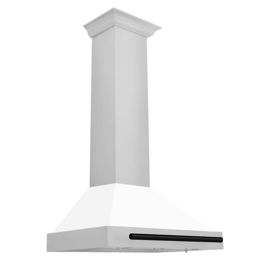 ZLINE Kitchen and Bath Autograph Edition 30 in. 400 CFM Ducted Vent Wall Mount Range Hood in Stainless Steel, White Matte &amp; Matte Black, Brushed 430 Stainless Steel/ White Matte/ Matte Black