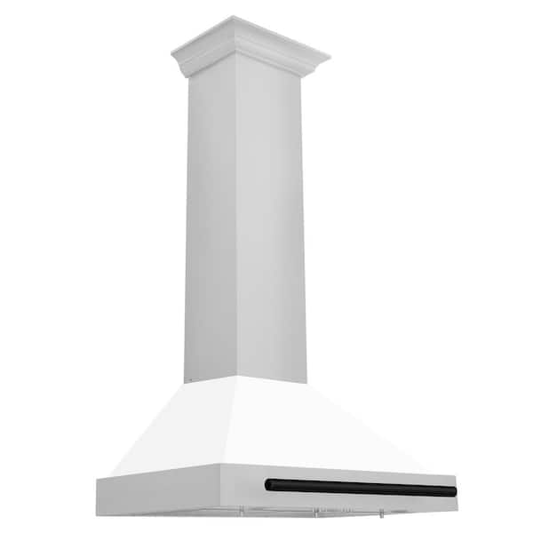 ZLINE Kitchen and Bath Autograph Edition 30 in. 400 CFM Ducted Vent Wall Mount Range Hood in Stainless Steel, White Matte & Matte Black