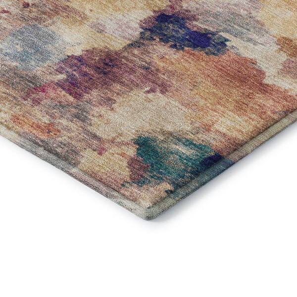 Mayfield Premium Machine Washable Abstract AMF2203 Putty 2 ft. x 7 ft. Runner Rug
