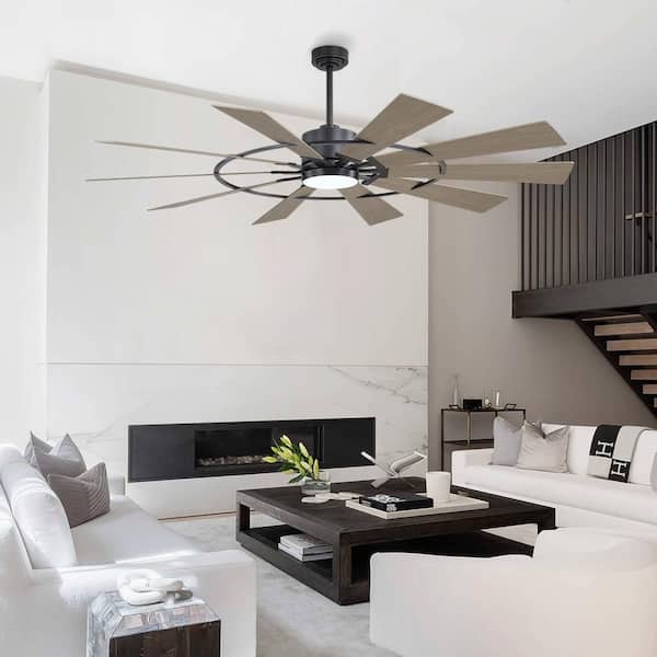 MLiAN 84 in. 6 ft. Indoor Black Housing And Gray Blades Ceiling