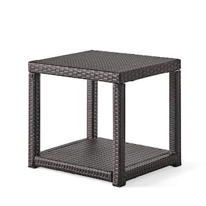 Mix Brown PE Rattan Outdoor Side Table Accent Table