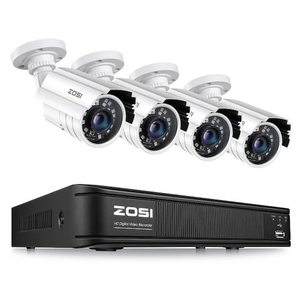 ZOSI H.265+ 8 Channel 5MP-Lite DVR Outdoor Security Camera System with 4-Wired 1080p Outdoor Cameras