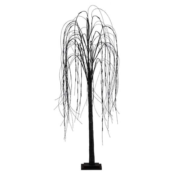 5 ft. Artificial Halloween Black Willow Tree Pre-Lit with Orange and Purple LED Lights