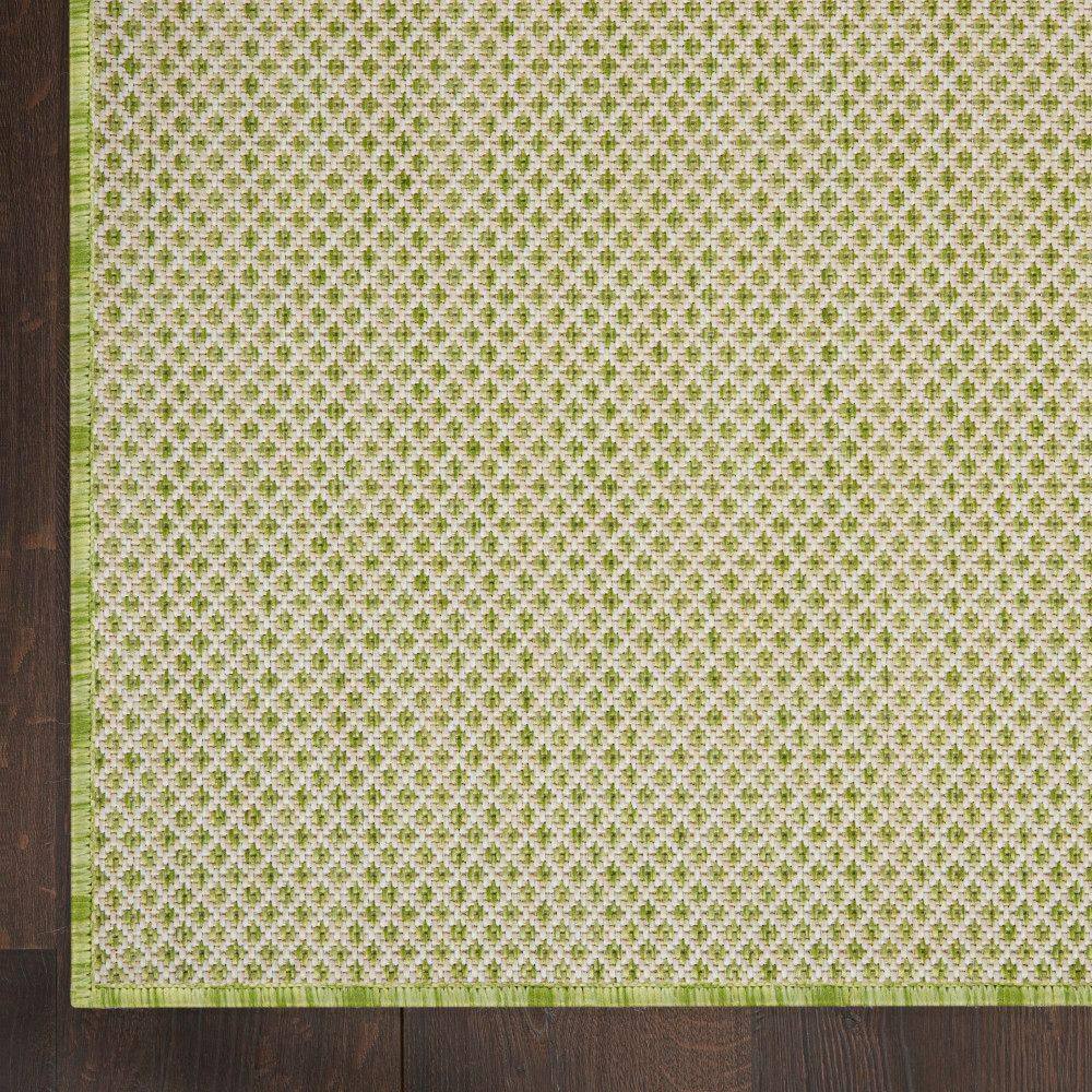 Ivory Green Geometric 5' x 7' Synthetic Easy Care Rug