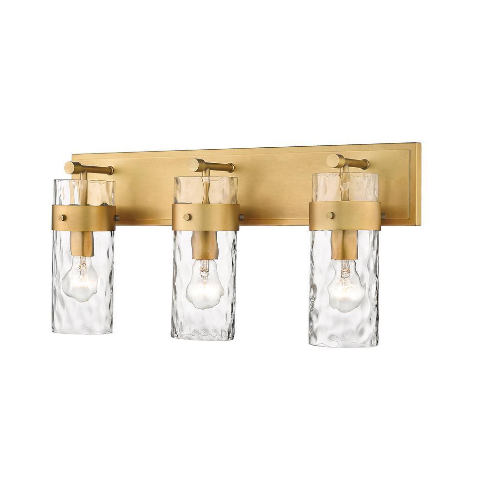 Fontaine 24 in. 3-Light Rubbed Brass Vanity-Light with Clear Glass Shades