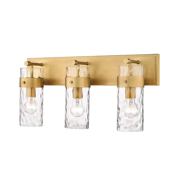 Unbranded Fontaine 24 in. 3-Light Rubbed Brass Vanity-Light with Clear Glass Shades
