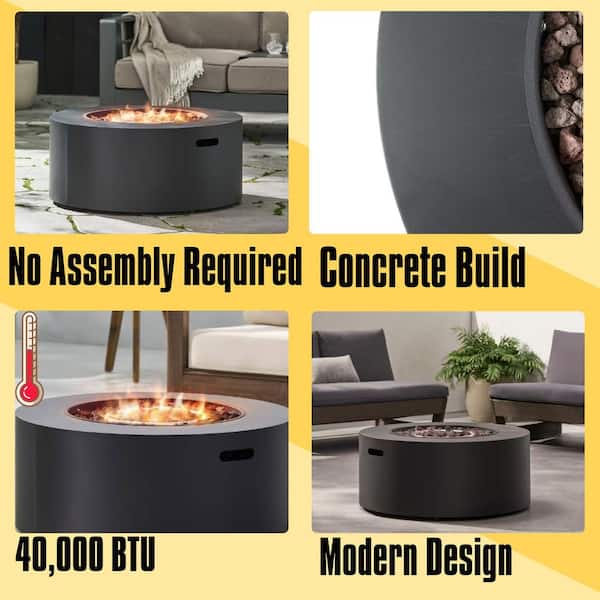 32 in. 40,000-BTU Round Iron Outdoor Patio Fire Pit Table in Dark Grey