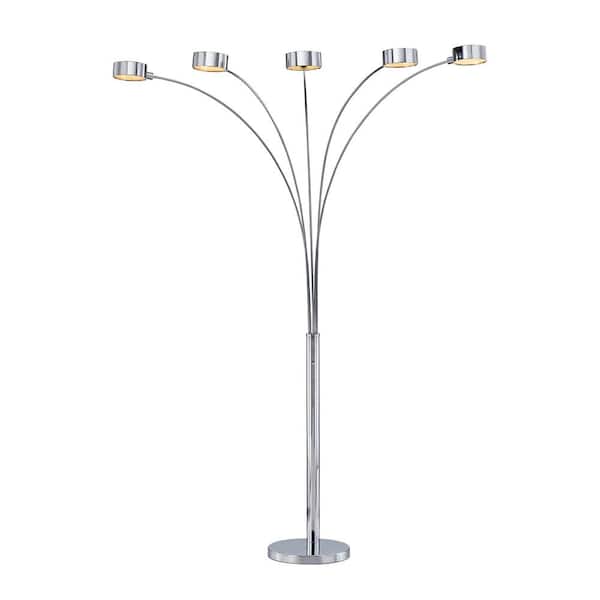 ARTIVA 88 in. Micah Modern Chrome Arched Floor Lamp with Dimmer