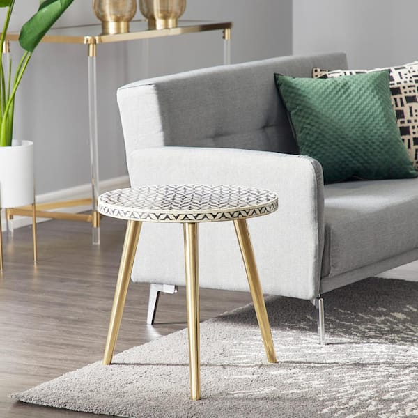 Litton Lane Gold Aluminum Eclectic Accent Table
