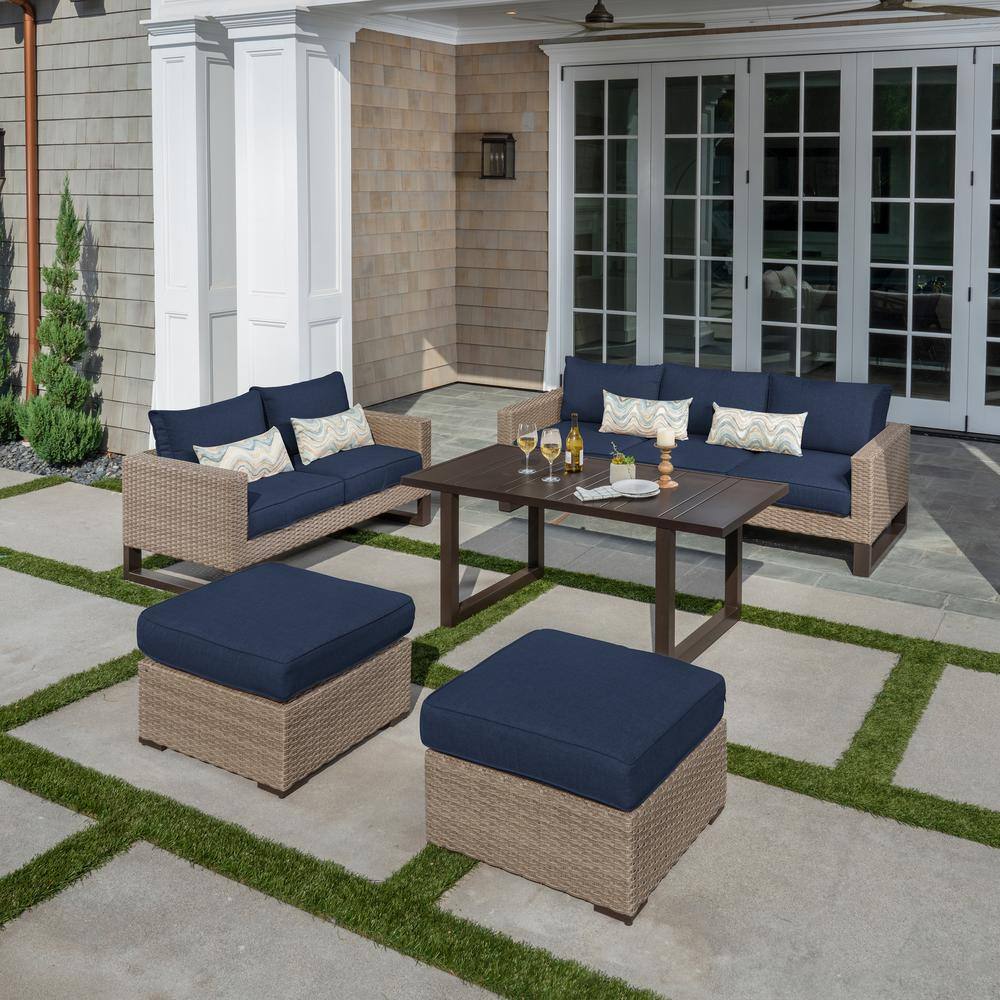 Hampton Bay Park Heights 5-Piece Wicker Outdoor Patio Deep Seating Set ...