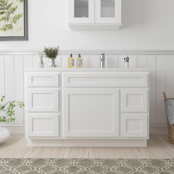 Vanity Art 51 in. W x 21 in. D x 32.5 in. H Bath Vanity Cabinet without Top in White