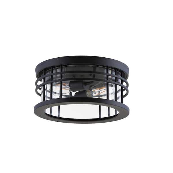 STANFORD LIGHTING Merano 2-Light Black Outdoor Flush Mount Light
