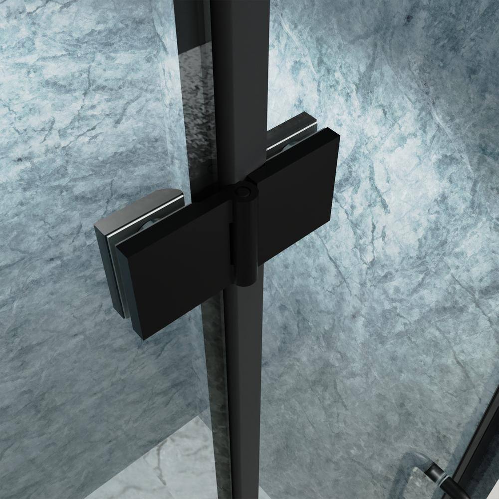 Matte Black Semi-Frameless Bi-Fold Shower Door, 30'' x 72''