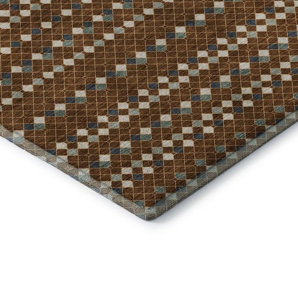 Mayfield Premium Machine Washable Abstract AMF1408 Brown 2 ft. x 3 ft. Area Rug