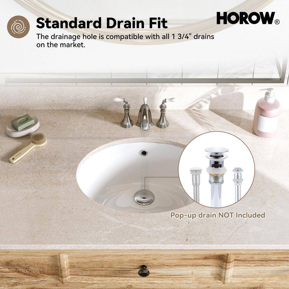 White Ceramic Oval Undermount Bathroom Sink with Overflow