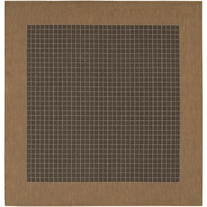 Recife Checkered Field Black-Cocoa 8 ft. x 8 ft. Square Indoor/Outdoor Area Rug