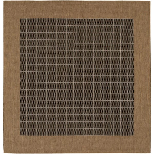 Couristan Recife Checkered Field Black-Cocoa 8 ft. x 8 ft. Square Indoor/Outdoor Area Rug
