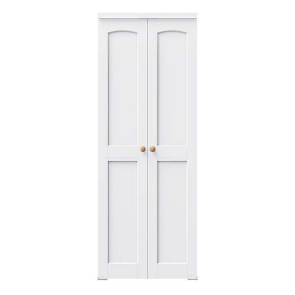ARK DESIGN 30 in. x 80 in. Arch Top 2 Panel White Finished Solid Core ...