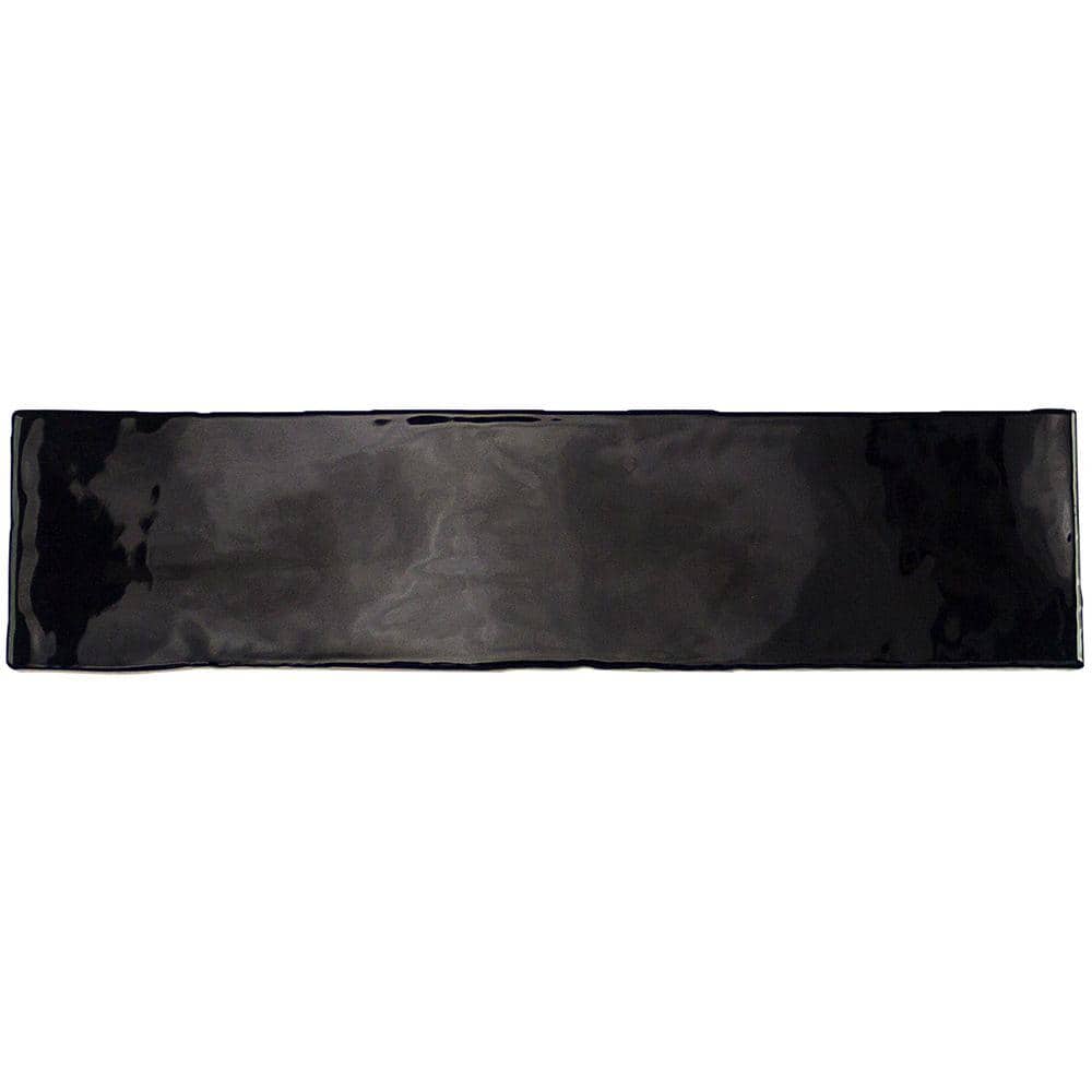 Messi Black Polished Ceramic Subway Wall Tile 3x12