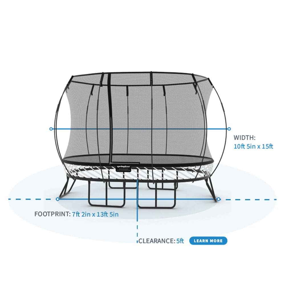 Springfree 8' x 13' Black Oval Springless Trampoline with Enclosure
