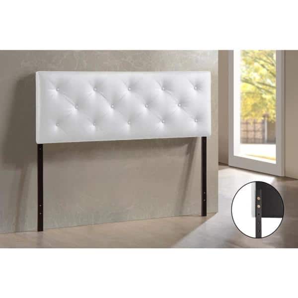 White Faux Leather Tufted Queen Upholstered Headboard