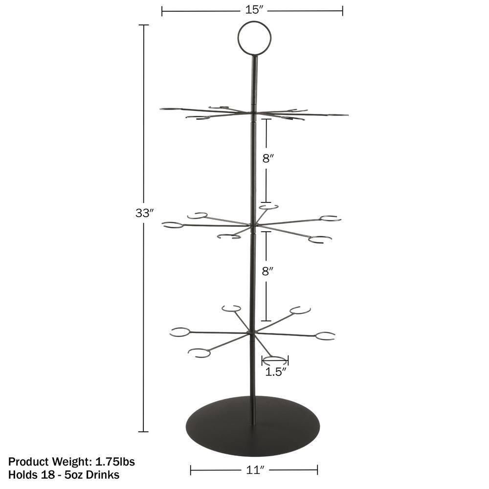 Lavish Home Black 3-Tier Iron Cocktail Tree Stand
