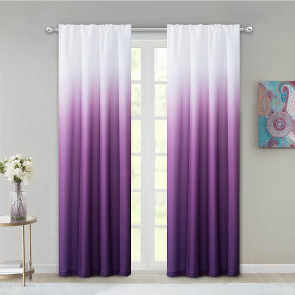 Dainty Home Purple Ombre Rod Pocket Room Darkening Curtain - 40 in. W x 84 in. L (Set of 2)
