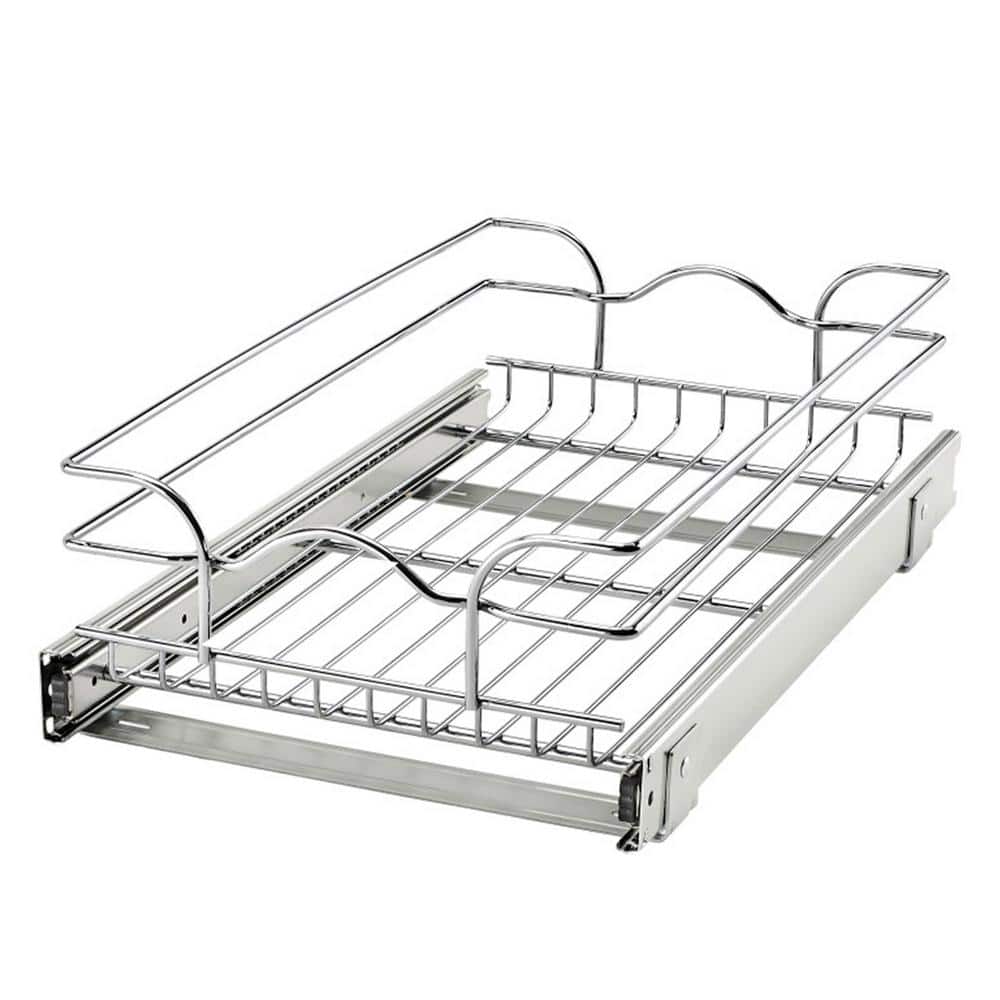 Rev-A-Shelf 12 Pullout 2 Tier Wire Basket Cookware Organizer for Base  Cabinet, Chrome, Reduced Depth Series