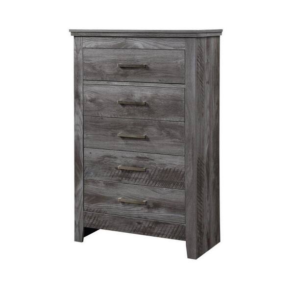 Benjara 15.5 In. Gray 5-Drawer Wooden Chest Of Drawers BM230134 - The ...