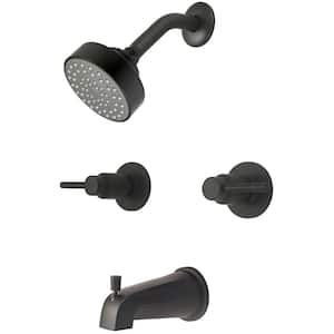 8997-M1-MB Double Handle 1-Spray Tub and Shower Faucet 1.75 GPM in. Matte Black Valve Included