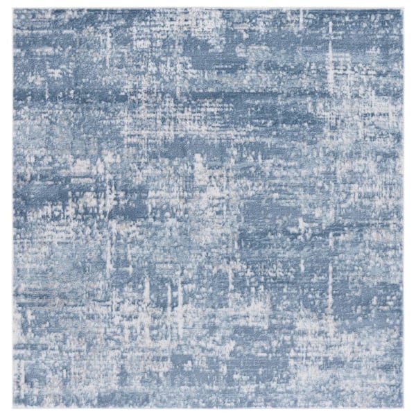 SAFAVIEH Amelia 7 ft. x 7 ft. Ivory/Steel Blue Abstract Distressed square Area Rug