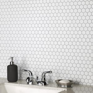 Hudson 1 in. Hex Matte White 11-7/8 in. x 13-1/4 in. Porcelain Mosaic Tile (11.2 sq. ft./Case)