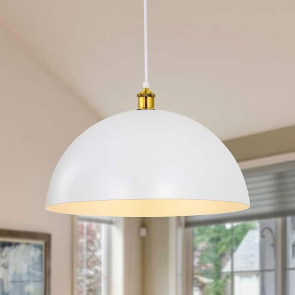 Unbranded 1-Light White Modern Large Dome Vintage Farmhouse Pendant Light for Dining Room Foyer Bedroom Hallway