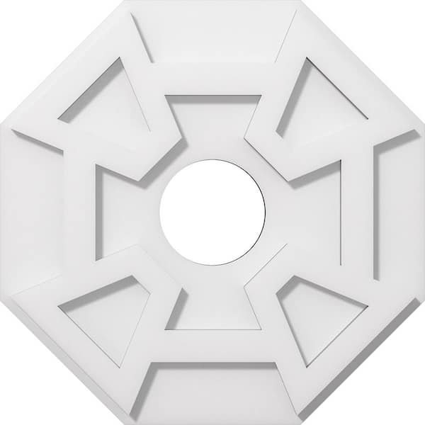 Ekena Millwork 1 in. P X 5-1/2 in. C X 16 in. OD X 4 in. ID Logan Architectural Grade PVC Contemporary Ceiling Medallion