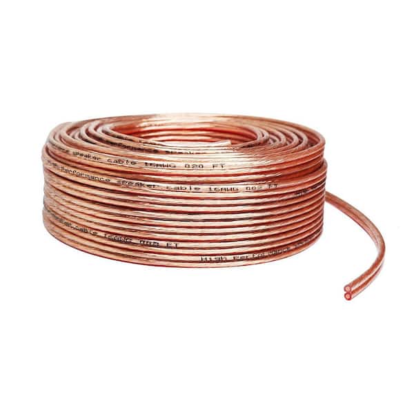 16 / 2 CCA Speaker Wire Cable Spool, 2-Conductor Stranded Copper Clad Aluminum In-Wall Rated PVC Jacket