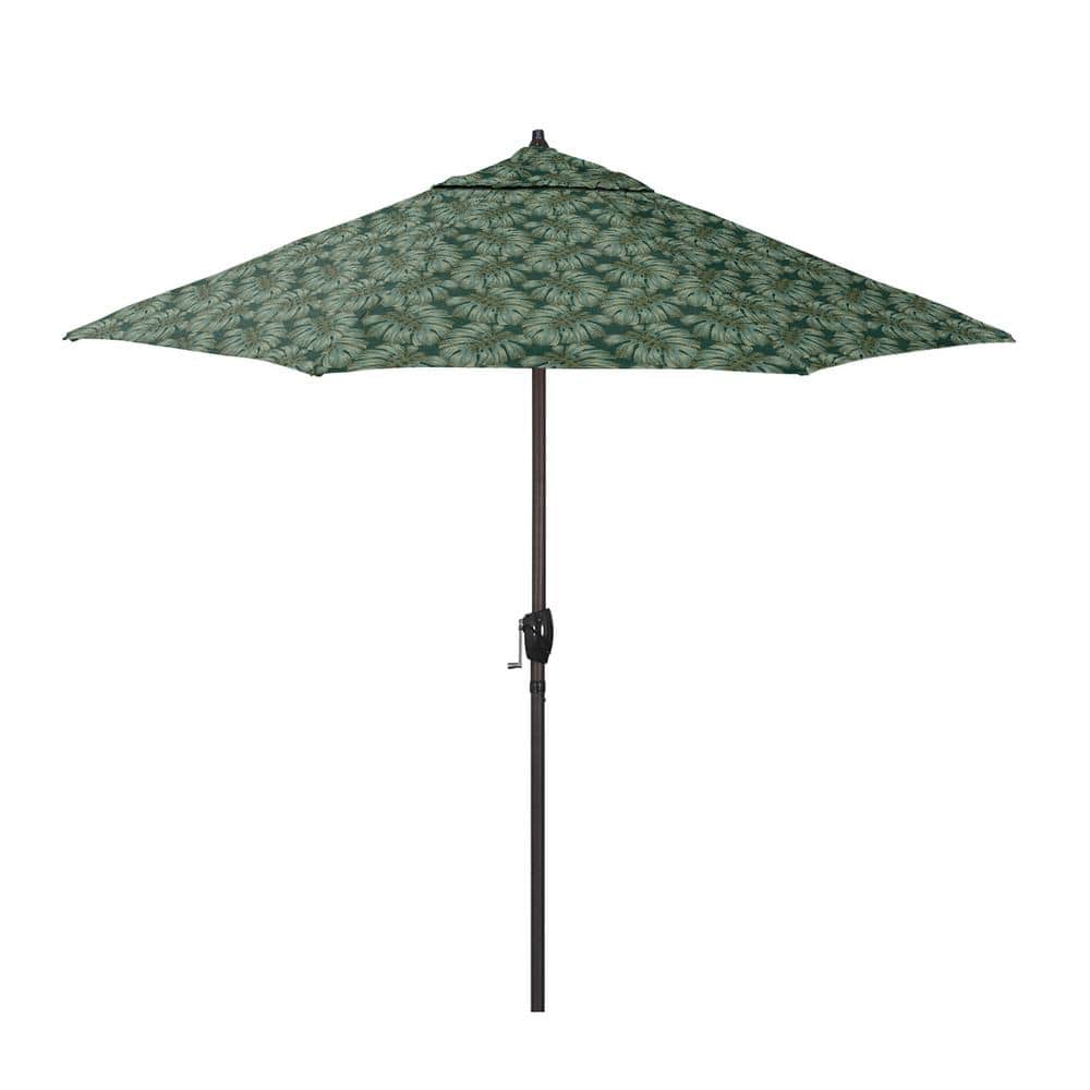 9 ft. Bronze Aluminum Market Patio Umbrella with Crank Lift and Autotilt in Palm Hunter Pacifica Premium price history on PriceWatchPro