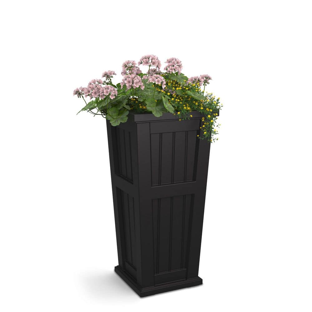 Cape Cod 32" Black Polyethylene Self-Watering Planter