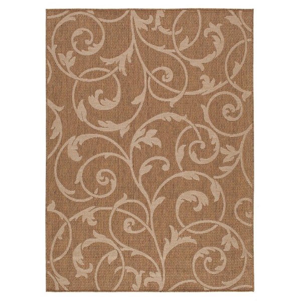 Hampton Bay Scroll Brown/Beige 5 ft. x 7 ft. Indoor/Outdoor Area Rug